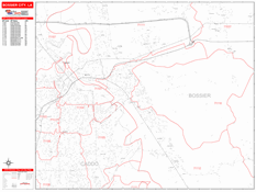 Bossier City Digital Map Red Line Style